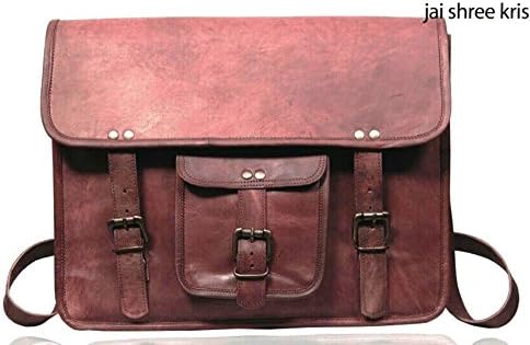 SKH Vintage Soft Leather Messenger Brown Real Laptop Satchel Bag Genuine Briefcase