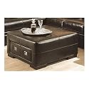 Contemporary Style Leather Storage Cocktail Coffee Table Ottoman