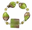 Bracelet - B62 - Murano Style Glass - Twists and Square - Lime and Purple