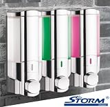 StormShower&Acirc;&reg; Three Chamber Dispenser Triple Shampoo & Soap Dispenser - Chrome