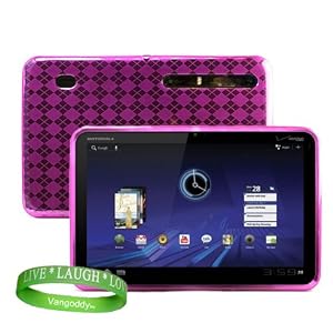 Amazing Quality and Find, Argyle Pink Motorola Xoom Silicone Skin TPU for all Models ( Xoom Wifi , Google Android 3.0 Honeycomb , 10.1 inch tablet ) + Vangoddy Live * Laugh * Love Wrist Band!!!