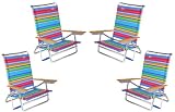 RIO High Back Sky Blue Colorfull Stripe Beach Chair - 4 Chairs Included