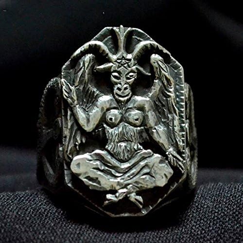 Baphomet Illuminati Occult Knights Templar Sterling Silver Gold Biker Freemason-Masonic Ring