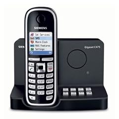 Siemens Gigaset C475 schnurloses DECT Telefon mit Farbdisplay und integriertem digitalen Anrufbeantworter, pianoschwarz