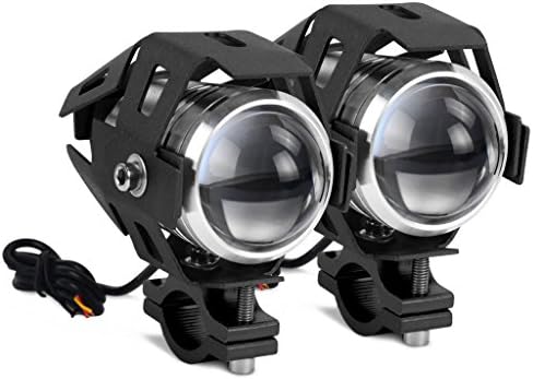 Drmus 125W Waterproof U5 CREE LED Motorcycle Headlights Fog Light Lamp for ATV SUV Truck 6000-7000K 12V-80V(Black,1 Pair)