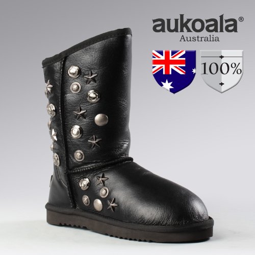 Aukoala Snow Boots Australia Sheepskin Warm Apollo For Womens_Black_Us Size 6 On Sale