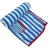 Toby Tiger(TM) (New 2008 Collection 100% Organic) Stunning Light/Dark Blue Stripe Baby Blanket (One Size) PLUS Free Thomas Book (RRP £4.99) exclusively packaged by THE BABY
