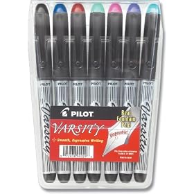 Pilot Varsity Disposable Fountain Pen Assorted Ink 7-Pack Pouch (90029)