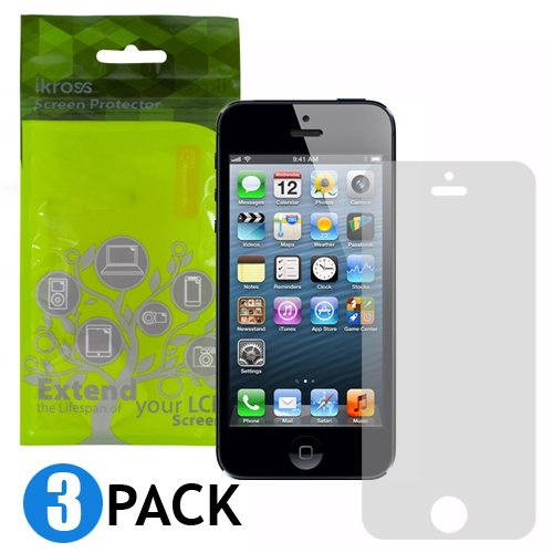 iKross clair mat film de protection pour écran LCD - pack de 3 pour Apple iPhone® 5 5G - Anti-reflets & anti-empreintes