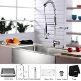 Kraus KHF200-33-KPF1602-KSD30CH Stainless Steel Farmhouse Kitchen Sink Chrome Fa