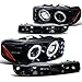 Gmc Sierra Sl Sle Denali Proj Halo Led Headlights , Bumper Lights Smoke