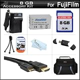 8GB Accessories Kit For Fuji Fujifilm X100S 16 MP Digital Camera Includes 8GB High Speed SD Memory Card + Extended Replacement (1800maH) For Fuji NP-95 Battery + AC/DC Travel Charger + Mini HDMI Cable + USB Card Reader + Case + Screen Protectors + More