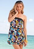 Roamans Plus Size Strapless Print Swimdress