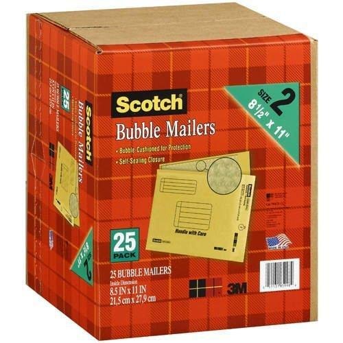 Scotch Bubble Mailers size 2 8.5x 11 pack of 25