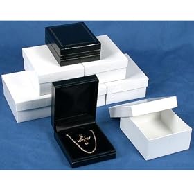 6 Pendant Earring Boxes Black Leather Gift Display Box