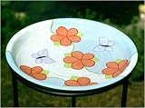 Bird Brain 6194 Flowers & Butterflies Ceramic Bird Bath