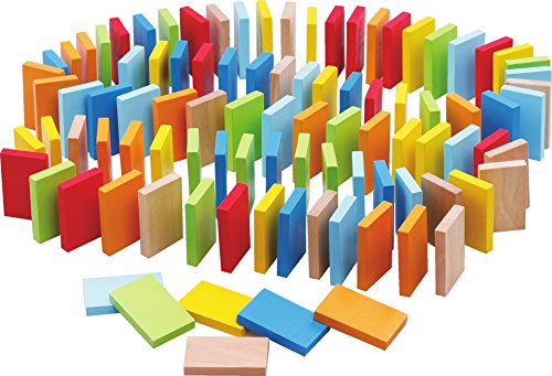 B&S FEEL 120 Pcs Big Wooden Domino Set, Racing Toy Game, Building and Stacking Blocks