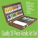 35 Piece Acrylic Colour -  Quality Wooden Boxed Art Set