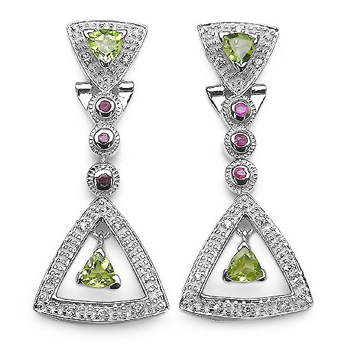 1.40 Carat Genuine Multi Silver Earrings