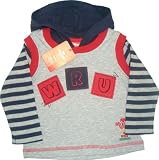 Welsh Rugby Union Mock Hoody T-Shirt (Grey/Red and Blue,3 to 6 months)