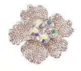 L. Erickson Fantasy Flower Barrette with Crystals - Red Carpet Collection