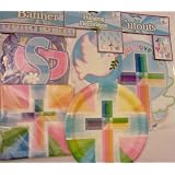 Boys and Girls First Communion Party Package ~ Dinner Plates, Napkins, Banner, Hanging Decorations, and Cutouts ~ Serves 12