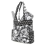 Belvah Quilted Floral 3pc Diaper Tote Bag (Black/ White)