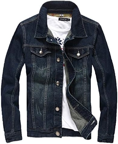 Men's Denim Jackets KissAir(TM) Slim Fit Jean Coat,Size XXXL,Dark Blue
