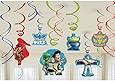 Amscan Adventurous Toy Story Power up Plastic Swirl Value Pack (12 Piece), Red/Green/Blue, 7"