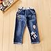 Little Girl's Long Sleeve Cartoon Pullover Shirt and Jeans Pants Outfit Set