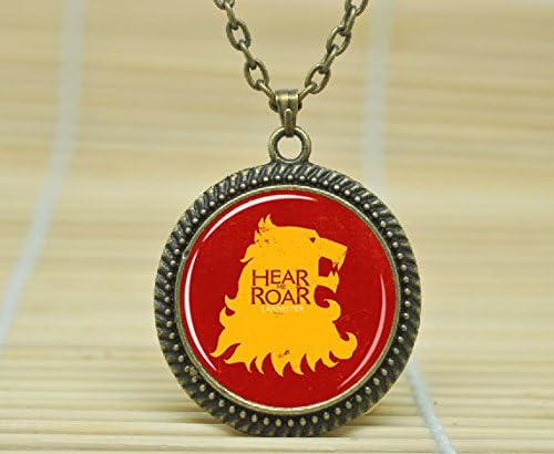 Fashion Jewelry Game Of Thrones Jewelry. House Of Lannister Sigil. Tyrian Lannister. Hear Me Roar Jewelry Glass Cabochon Necklace A3014
