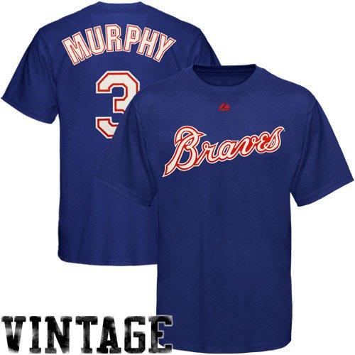 Majestic Atlanta Braves #3 Dale Murphy Youth Royal Blue Cooperstown Player T-shirt (Small)