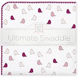 SwaddleDesigns Ultimate Receiving Blanket, Jewel Tone Little Chickies, Very Berry
