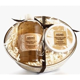 Gourmet Kitchen By Upper Canada Gourmet Kitchen Round Mesh Basket Gift Set, White Ginger Vanilla
