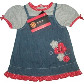 Manchester United Football Club Girls Pinny and Romper (blue,6 to 9 months)