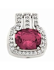14K White Gold Antique Cushion Cut Rhodolite Garnet and Diamond Pendant -- LIFETIME WARRANTY