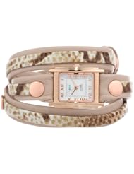La Mer Collections Womens LMLW3001   Layered Nude and Crème Brown Snake Wrap Watch