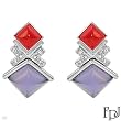 FPJ Stunning High quality Earrings With 13.90ctw Precious Stones - Genuine Clean Diamonds and Chalcedonies Made of 14K White Gold. Total item weight 11.7g Length 26mm