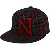 NCAA Zephyr Nebraska Cornhuskers Gray Houndstooth Plaid 32/5 Fitted Hat (7 1/4)