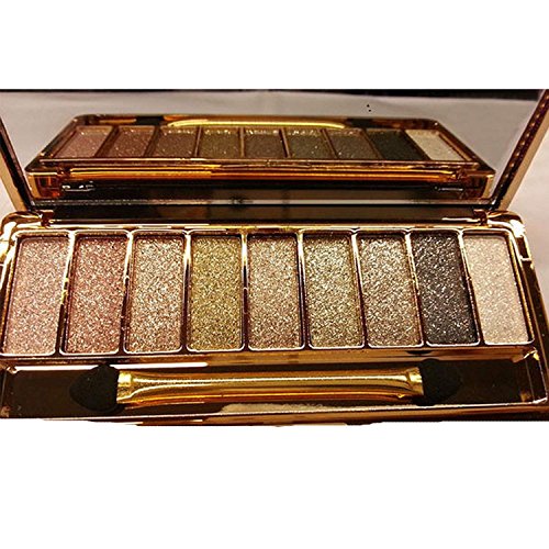 BeautyXTP Women 9 Colors Waterproof Make UP Glitter Eyeshadow Palette with Brush (Type6)
