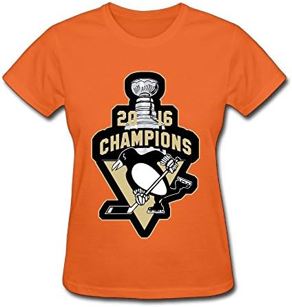 LTJTOT Women's Pittsburgh Penguins Stanley Cup T-shirt Orange