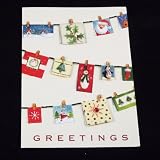16 Handmade Christmas Greeting Cards with Envelopes, Clothesline Christmas Cards