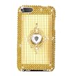 Sparkling Gold with Emblem Heart Full Diamond Rhinestone Snap on Hard Skin Back Cover Case for Apple Ipod Touch Itouch 2nd Gen 3rd Gen