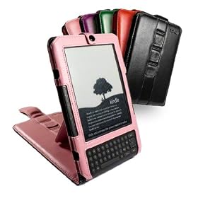 Tuff-Luv Multi-View Leather Case Cover and Stand for 6-inch Amazon Kindle 3/Global Wireless - Pink