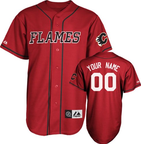 Calgary Flames Jersey: Scarlet Customizable NHL Replica Baseball Jersey