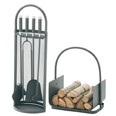 6 teil Kaminbesteck Set 1 mit Holzkorb Kamingarnitur