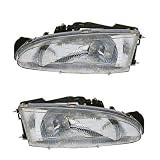 1993-1996 Eagle Summit, Mitsubishi Mirage, Dodge Colt Headlights Headlamps Head Lights Lamps Pair Set: Left Driver AND Right Passenger Side (1993 93 1994 94 1995 95 1996 96)