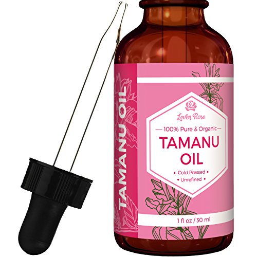 Leven Rose Tamanu Oil - 100% Pure, Organic, Unrefined, Cold-Pressed Tamanu Oil For Hair, Skin, Nails, Acne, Scars - 1 Oz In Dark Amber Glass Bottle with Glass Dropper - 100%