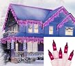 Set of 100 Pinkish Purple Everglow Icicle Christmas Lights - White Wire