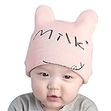 ベビー 帽子 可愛い 子供 キャップ 秋冬 ユニセックス 新生児 角付き ニット帽子 出産祝い 新年 お誕生日 ギフト お出かけ - ピンク